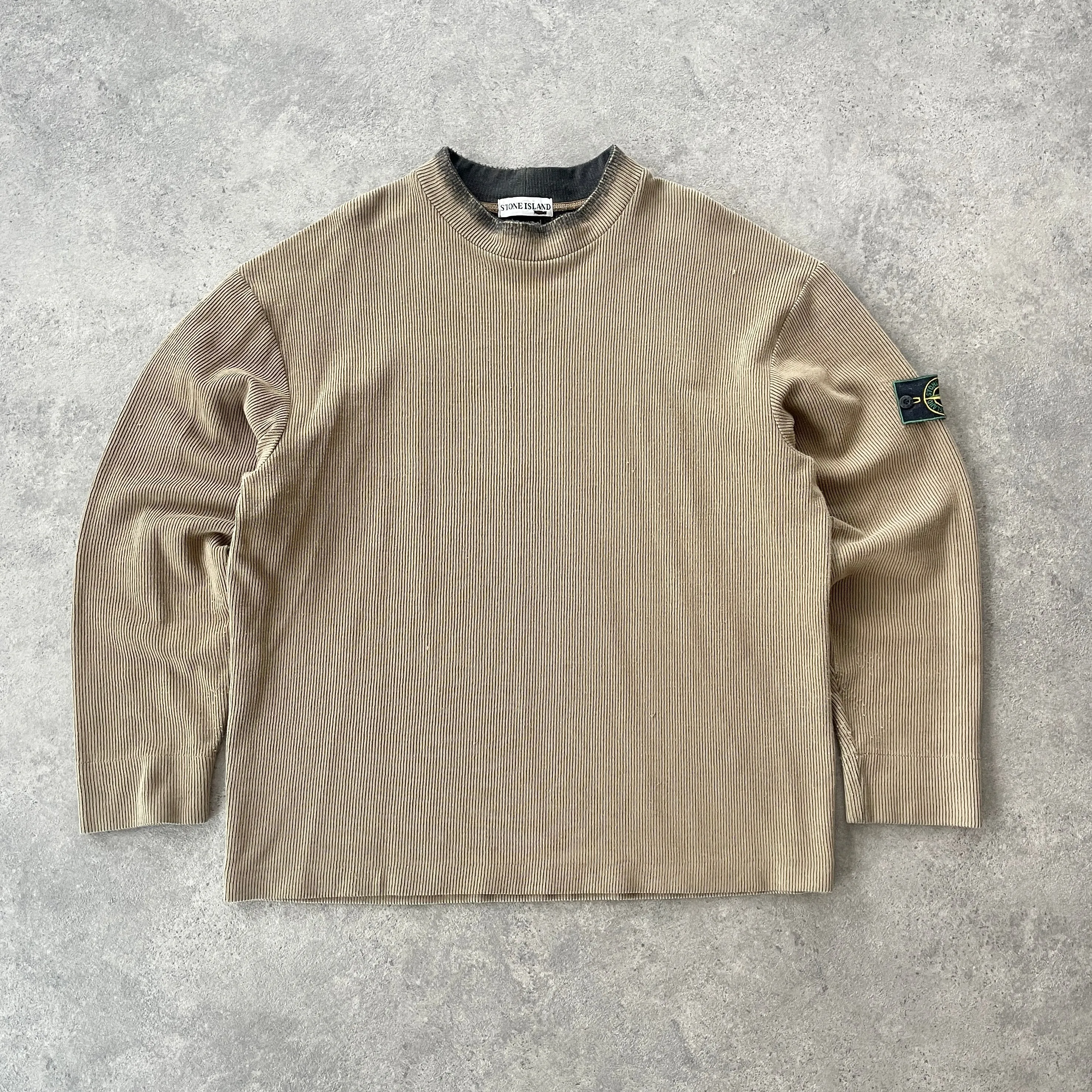 Stone Island RARE S/S 2002 mock neck ribbed sweatshirt (XL)