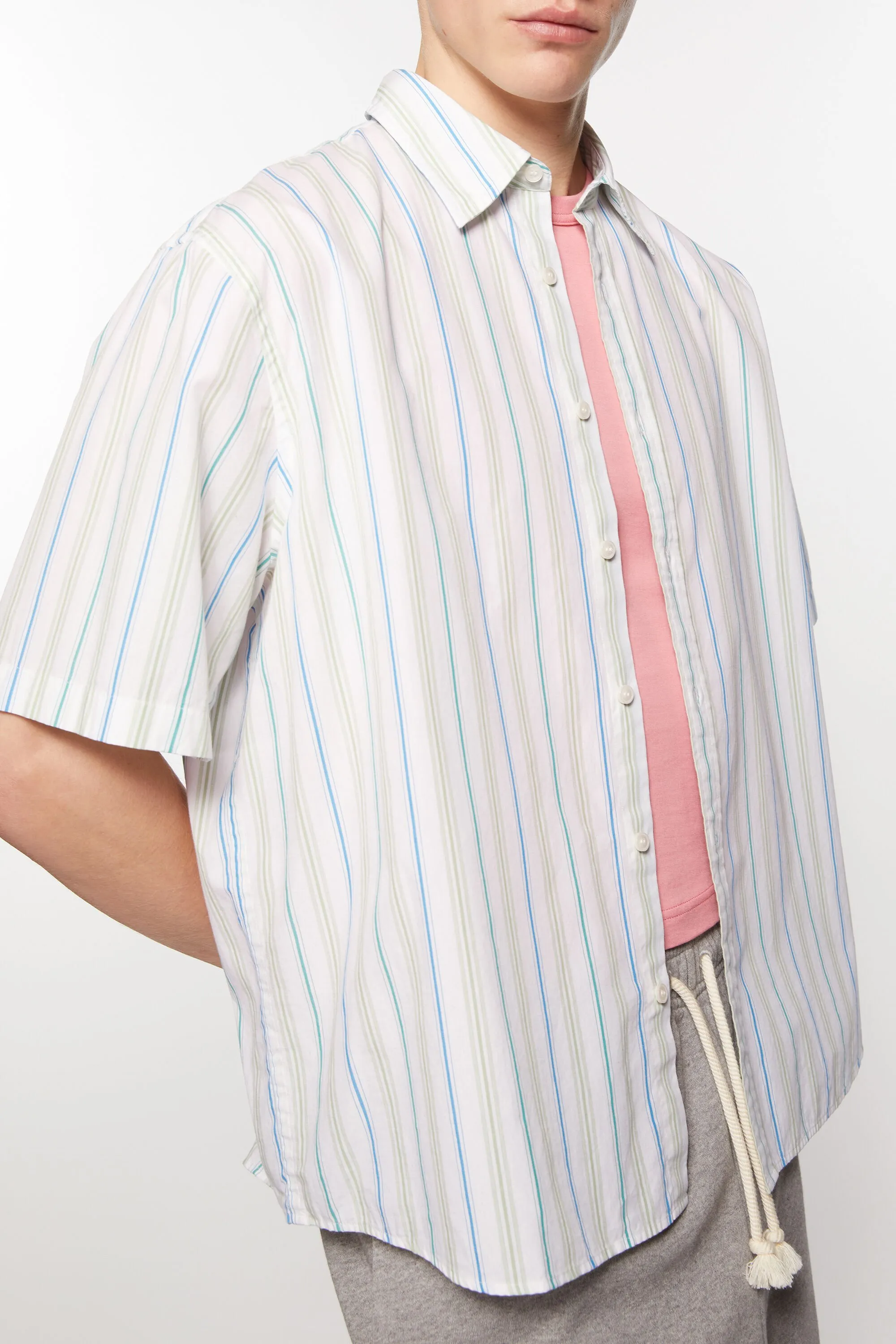 Stripe button-up shirt--Unisex-