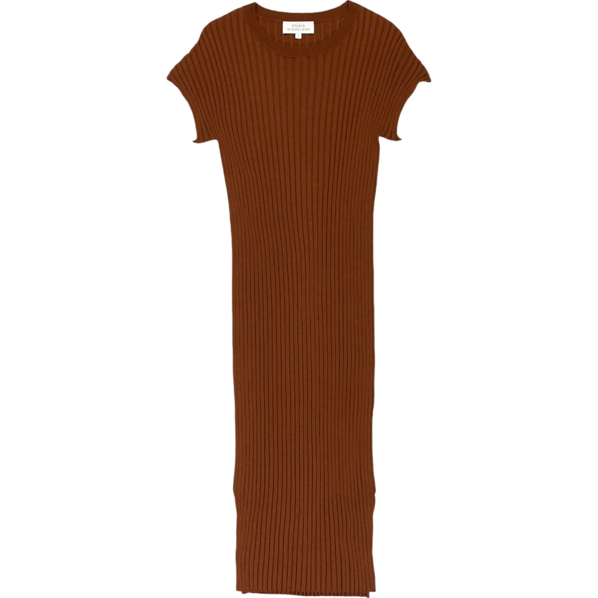 Studio Nicholson Brown Ribbed Midi Dress