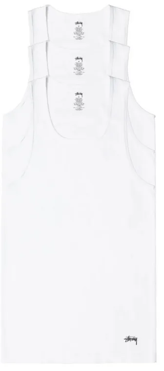 STUSSY RIBBED TANK WHITE - 3 PACK