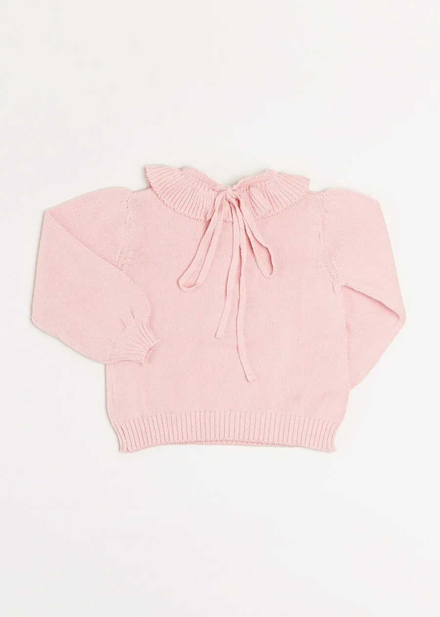 Swan Motif Ruffle Collar Jumper in Pink (18mths-10yrs)