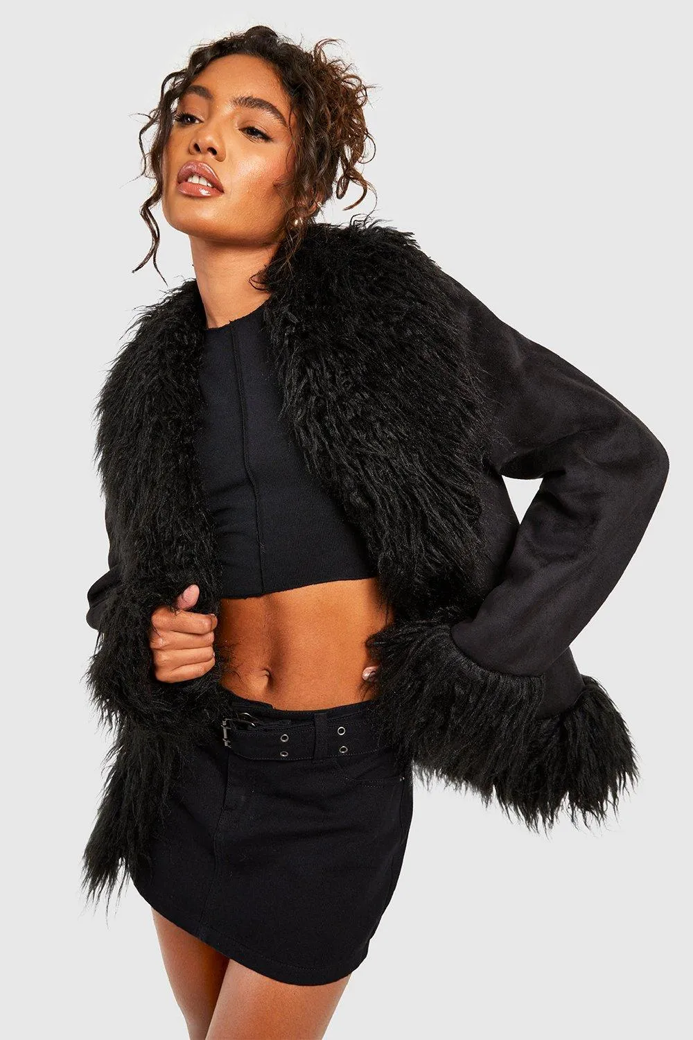 Tall Faux Fur Trim Jacket