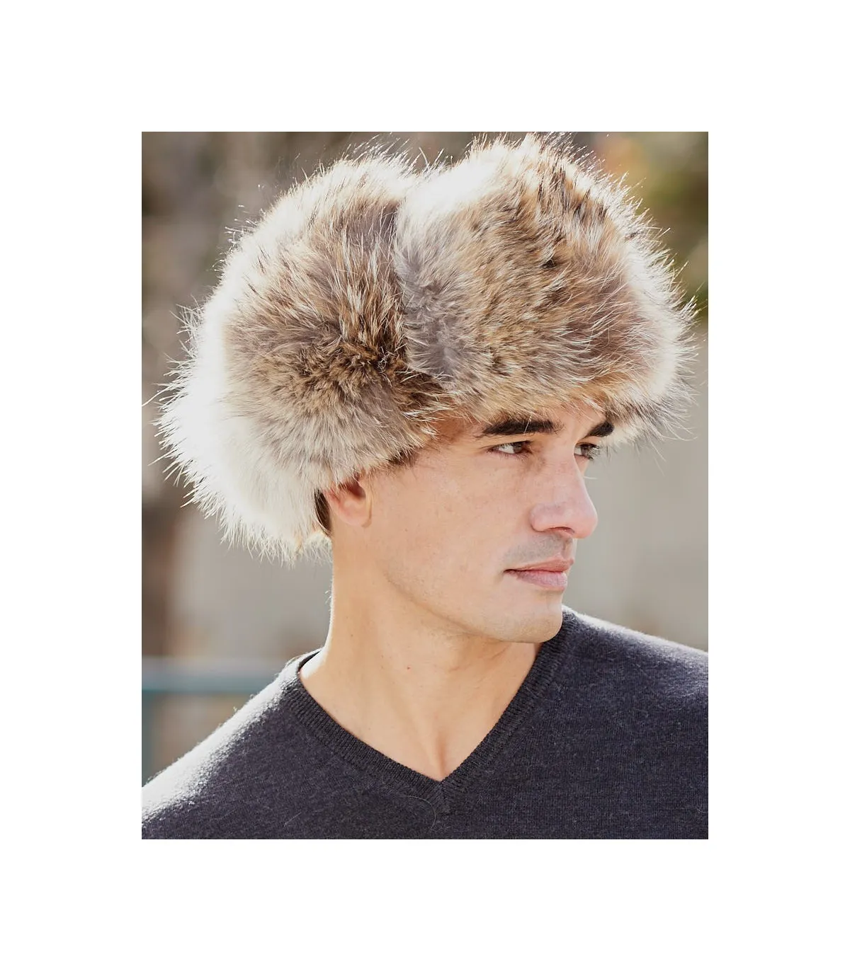 The Coyote Fur Russian Trooper Hat for Men: FurHatWorld.com