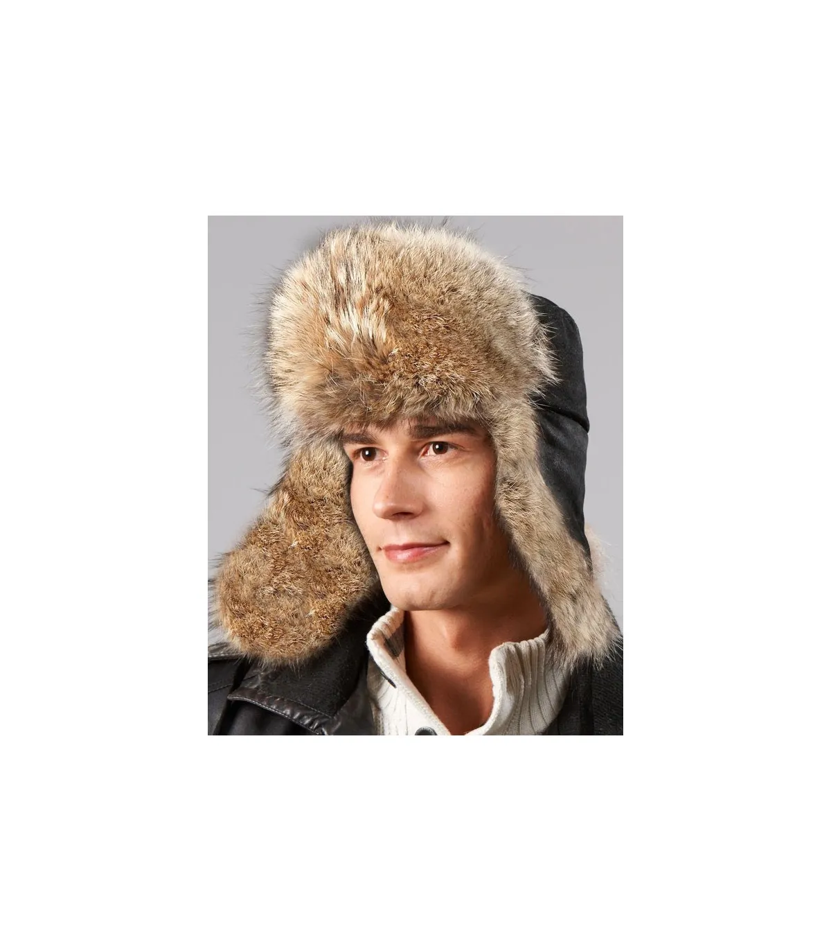 The Coyote Fur Russian Trooper Hat for Men: FurHatWorld.com