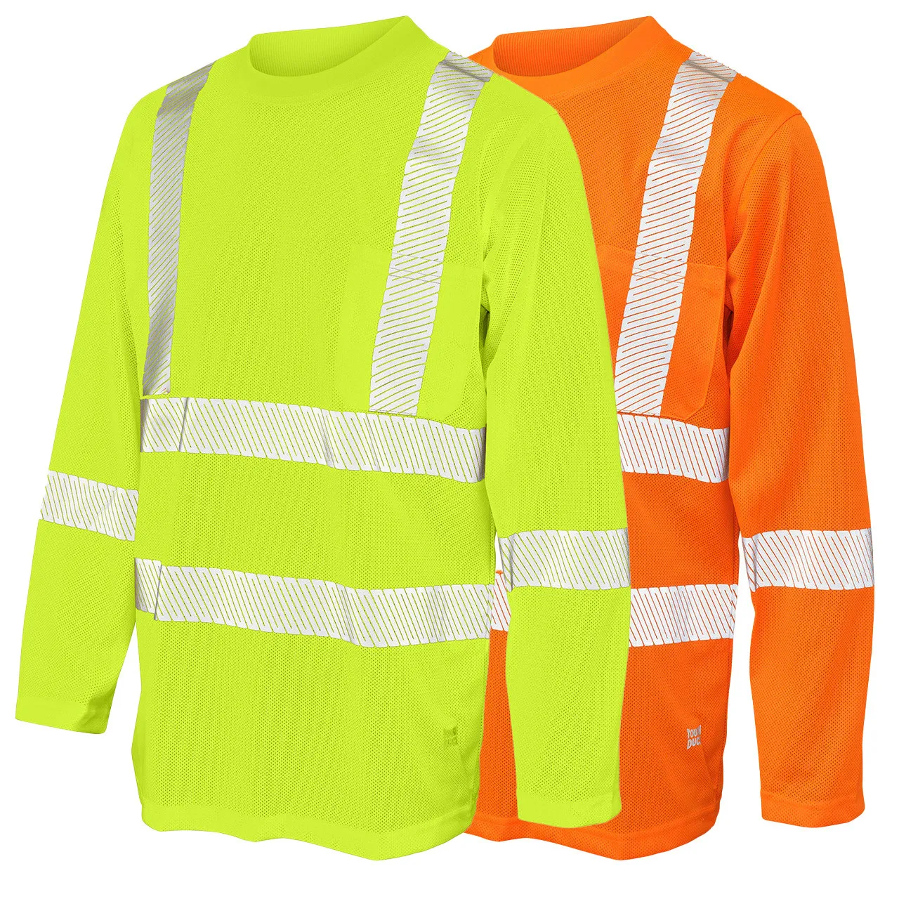 Tough Duck Class 3 Hi Vis X-Back Long Sleeve T-Shirt with Pocket and Segmented Tape ST081