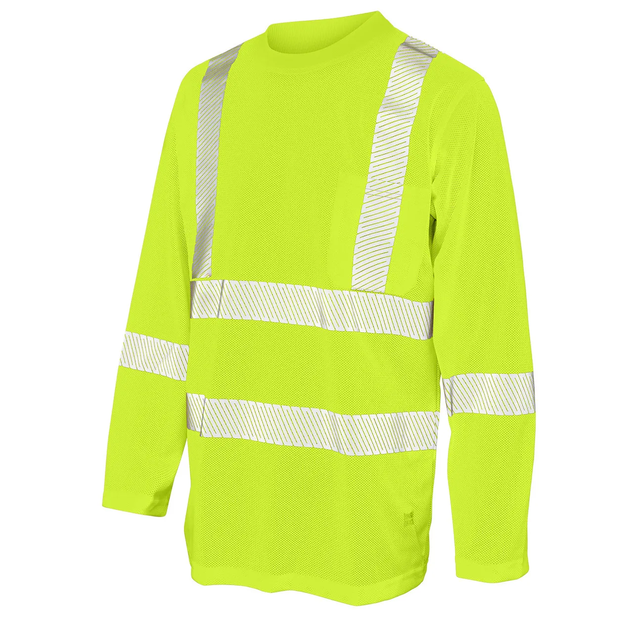 Tough Duck Class 3 Hi Vis X-Back Long Sleeve T-Shirt with Pocket and Segmented Tape ST081