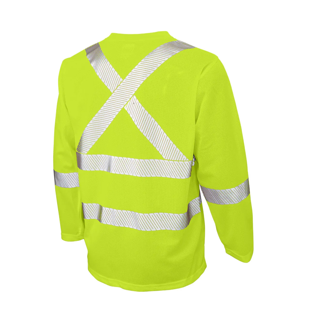 Tough Duck Class 3 Hi Vis X-Back Long Sleeve T-Shirt with Pocket and Segmented Tape ST081