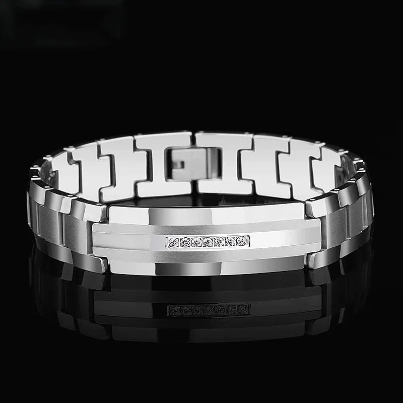 Tungsten Carbide Bracelet with Premium Cubic Zirconia