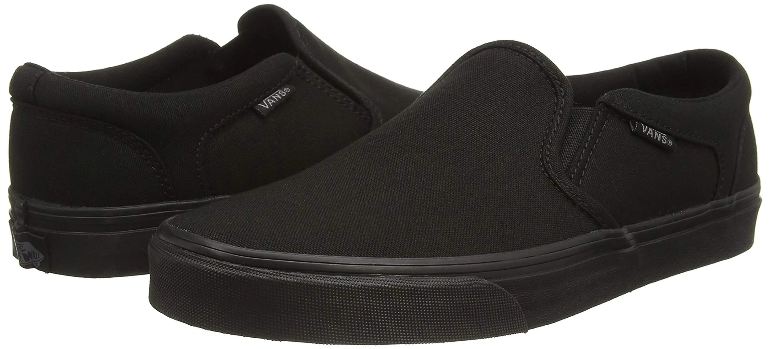 VANS Asher Canvas Slip On Trainers Black