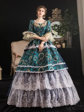 Victorian Retro Tudor Dress  Costumes Women's Rococo  Retro Tudor Dress Costumes  Women's Lace Ruffle Jacquard Marie Antoinette 