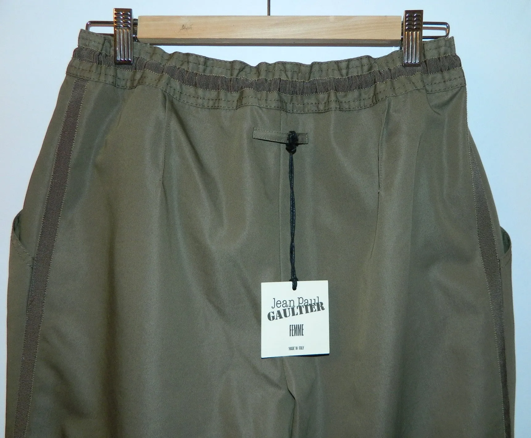 vintage 1990s Jean Paul GAULTIER pants / olive tuxedo trousers US 6