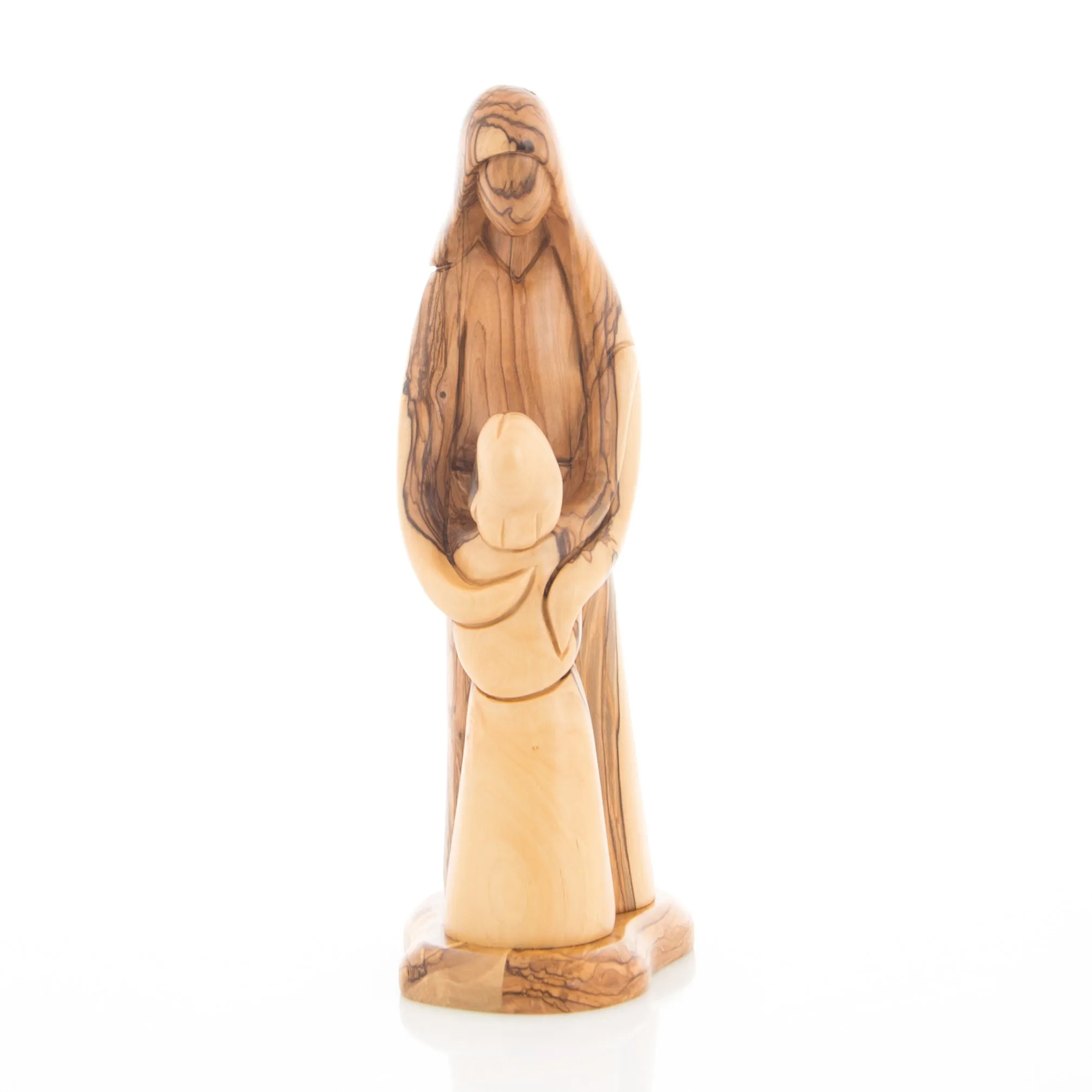 Virgin Mary Hugging Her Son Jesus (Abstract), 11 Carved from the Holy Land Olive Wood