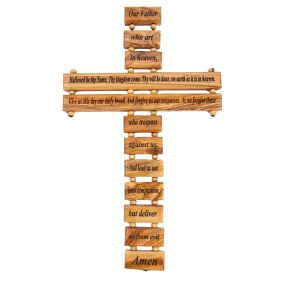 Wall Cross, Lord’s Prayer Engraved, 9.8 , Holy Land Olive Wood