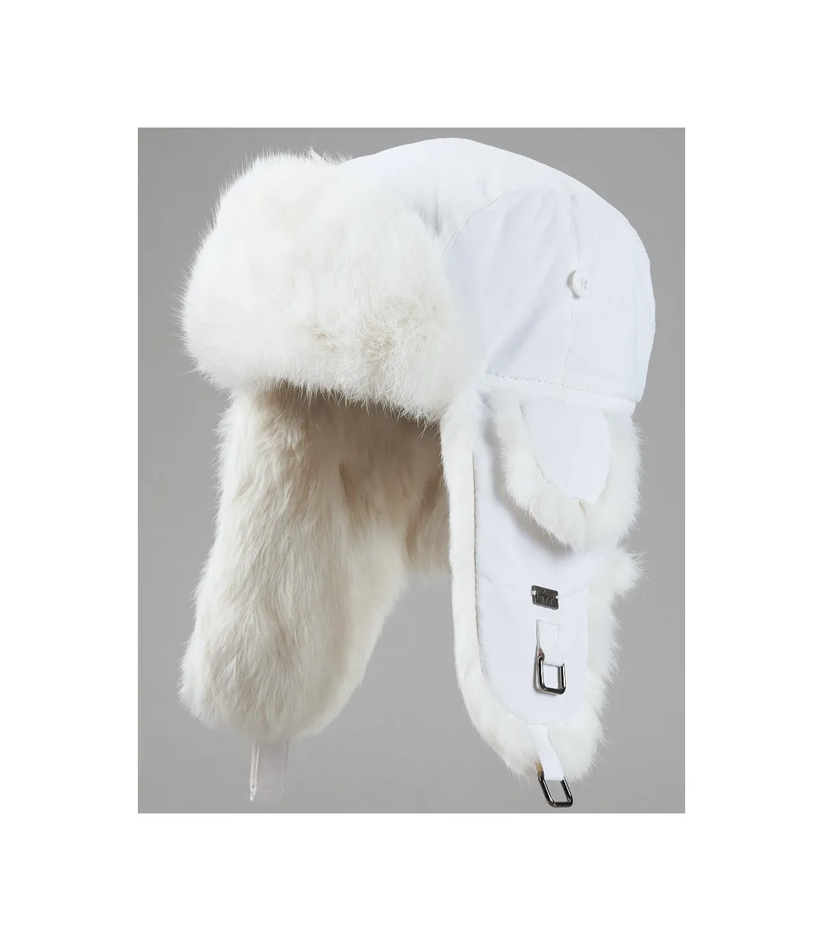 White B-52 Aviator Hat with White Rabbit Fur for Men: FurHatWorld.com