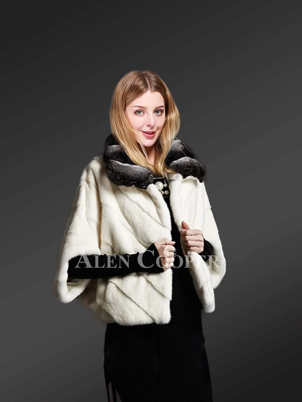 White cropped mink fur dressing item for ladies to renew fashion trends