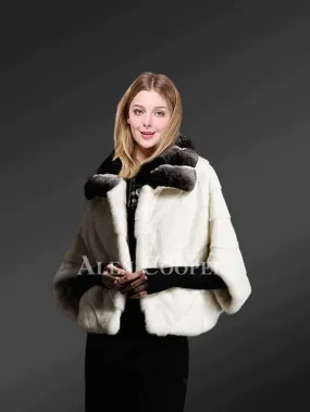 White cropped mink fur dressing item for ladies to renew fashion trends