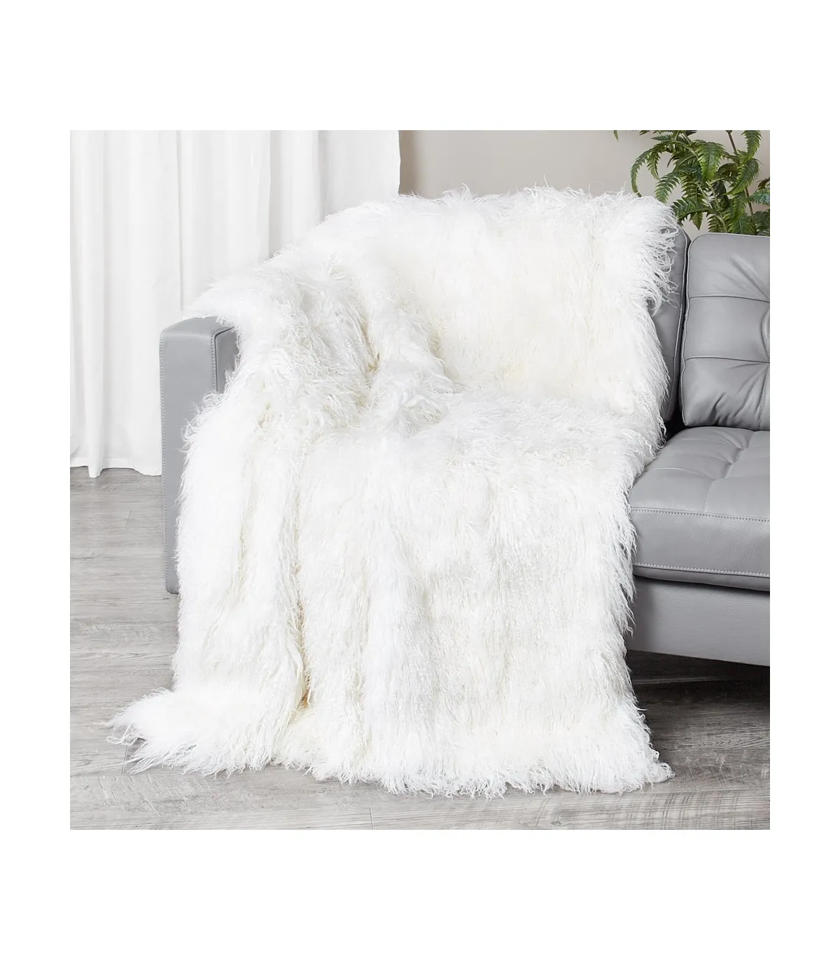 White Mongolian Fur Blanket for Luxurious Home Decor at FurSource.com