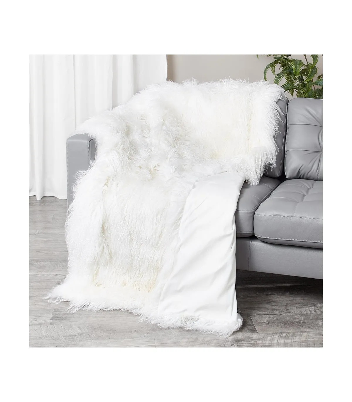 White Mongolian Fur Blanket for Luxurious Home Decor at FurSource.com