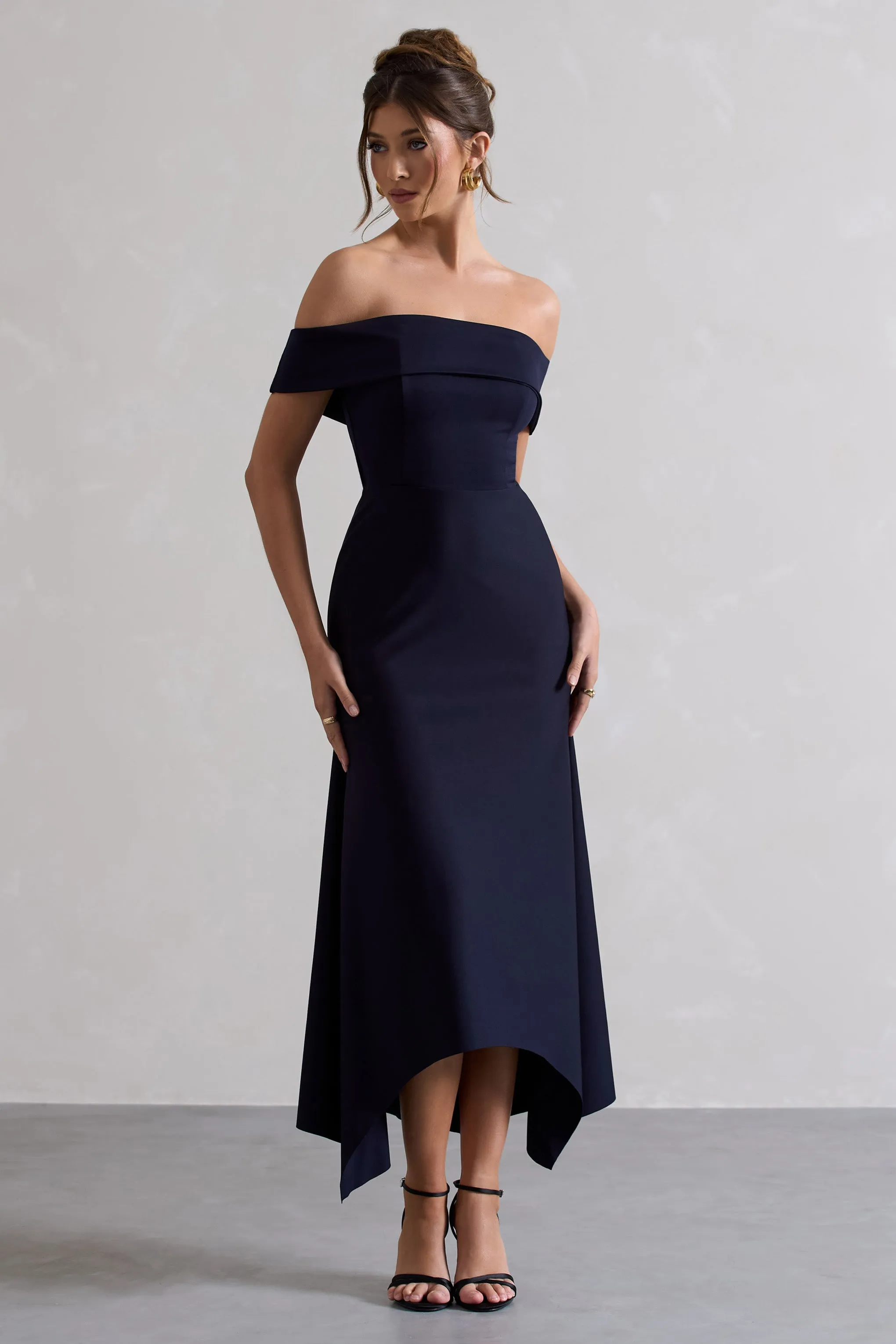 Windsor | Navy Bardot Midi Dress