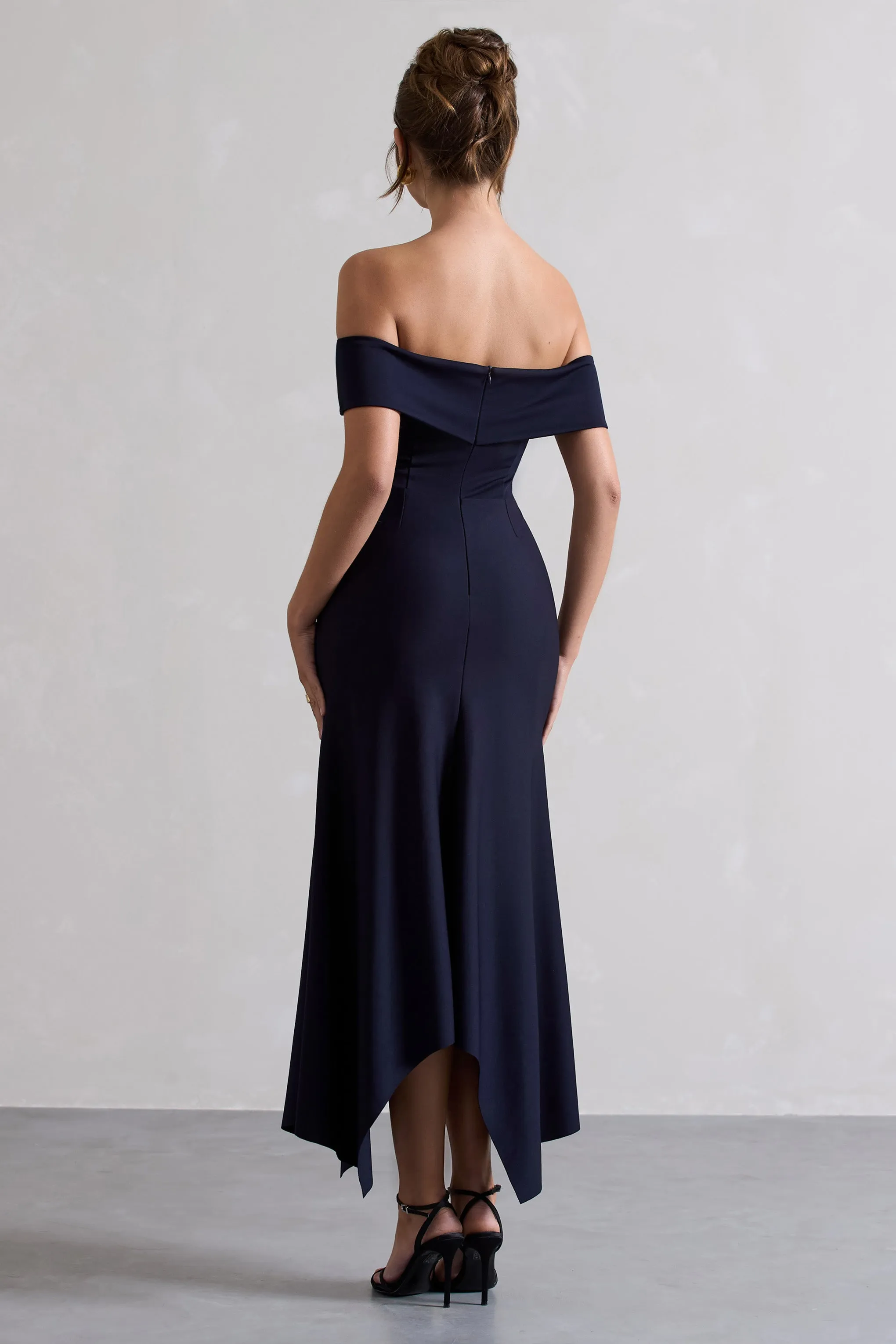 Windsor | Navy Bardot Midi Dress