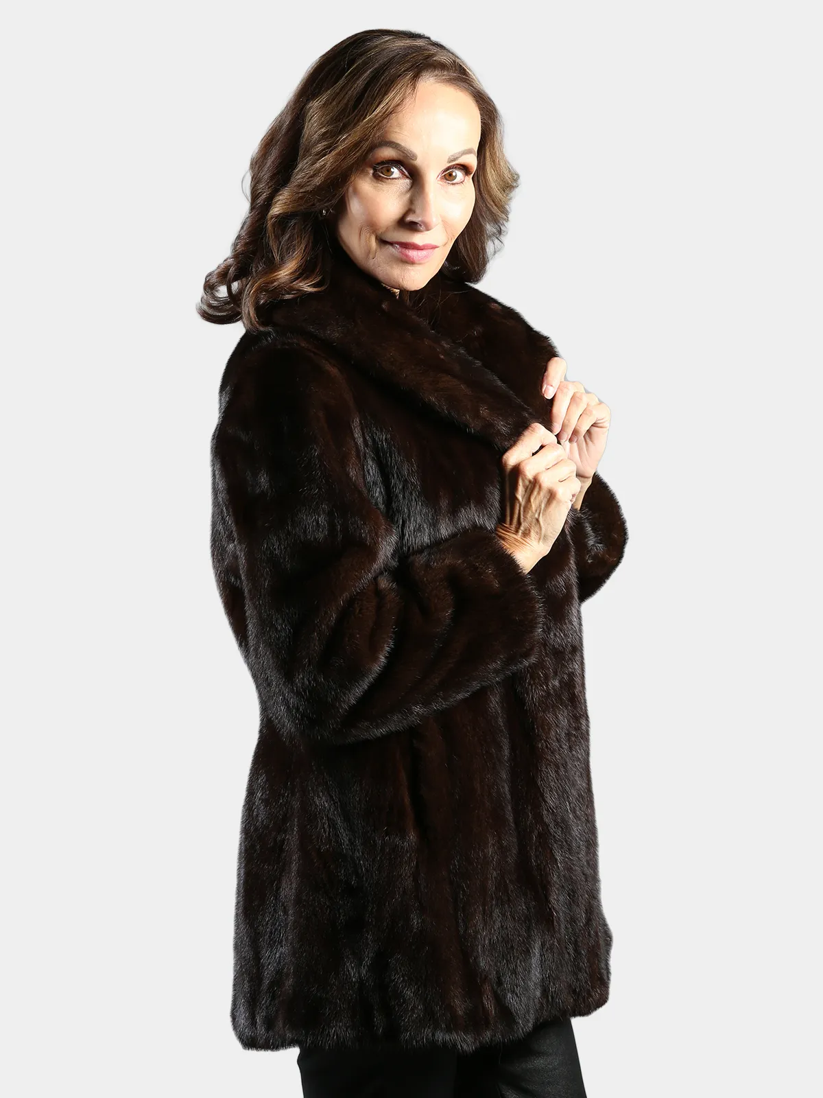 Woman's Mahogany Female Mink Fur Jacket - Day Furs