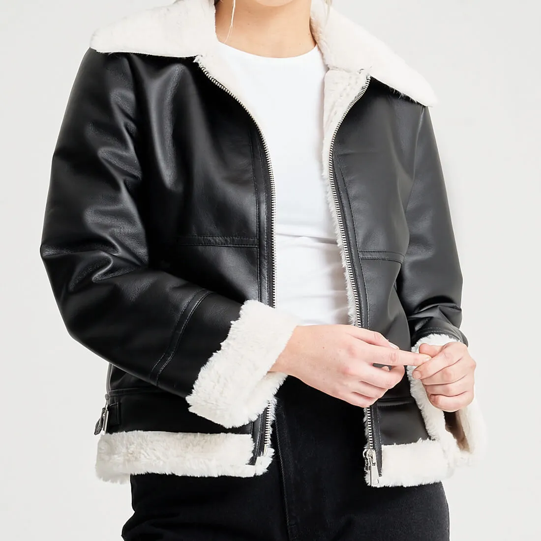 Women's Monochrome Faux Fur trucker - Barneys Originals