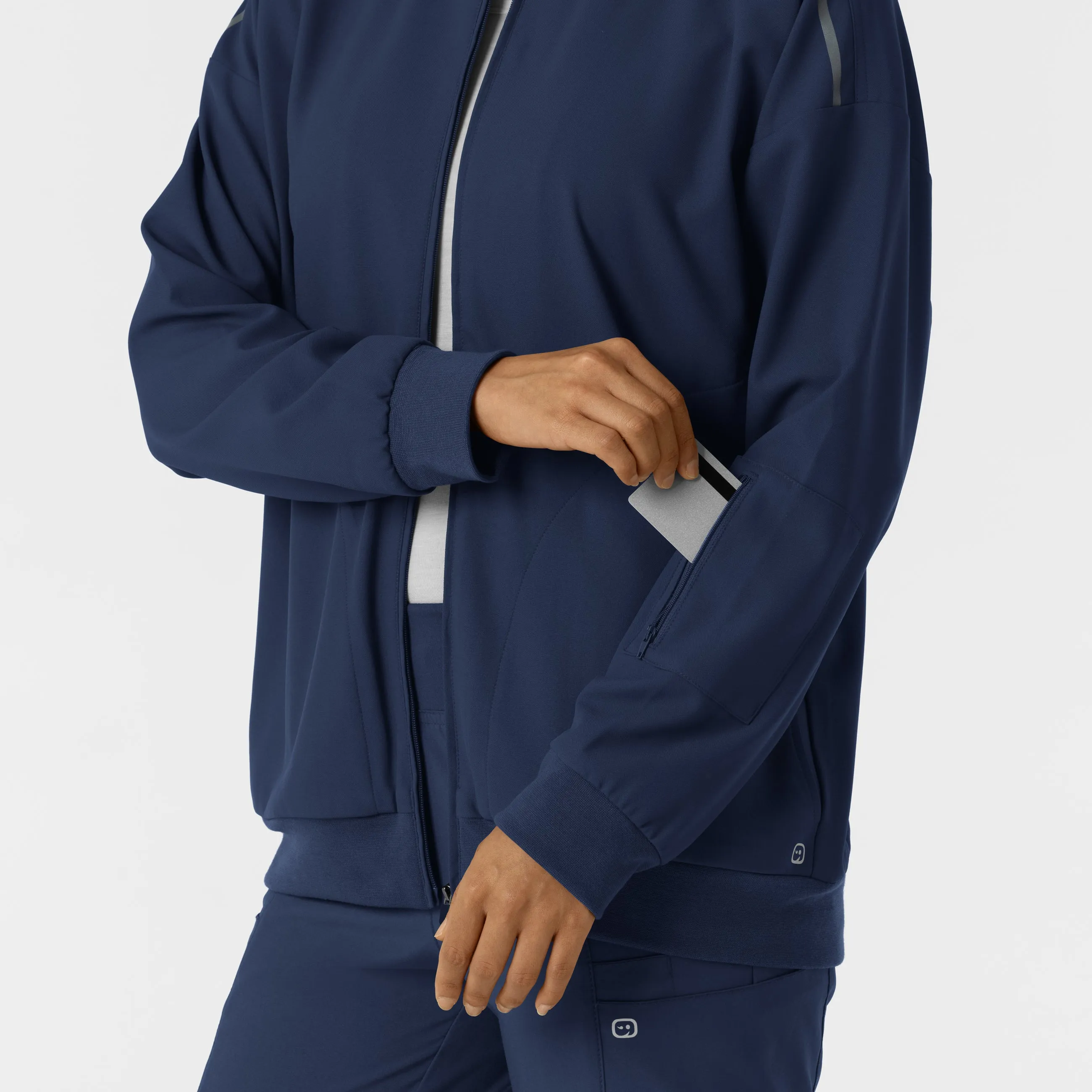 Women's Bomber Scrub Jacket - Navy