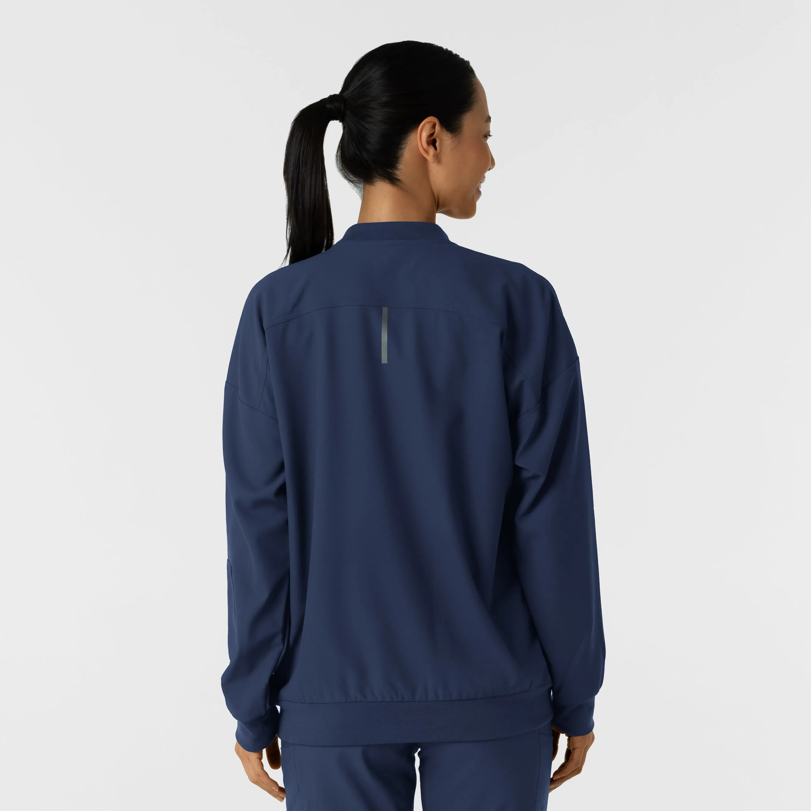 Women's Bomber Scrub Jacket - Navy