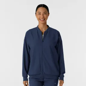 Women's Bomber Scrub Jacket - Navy