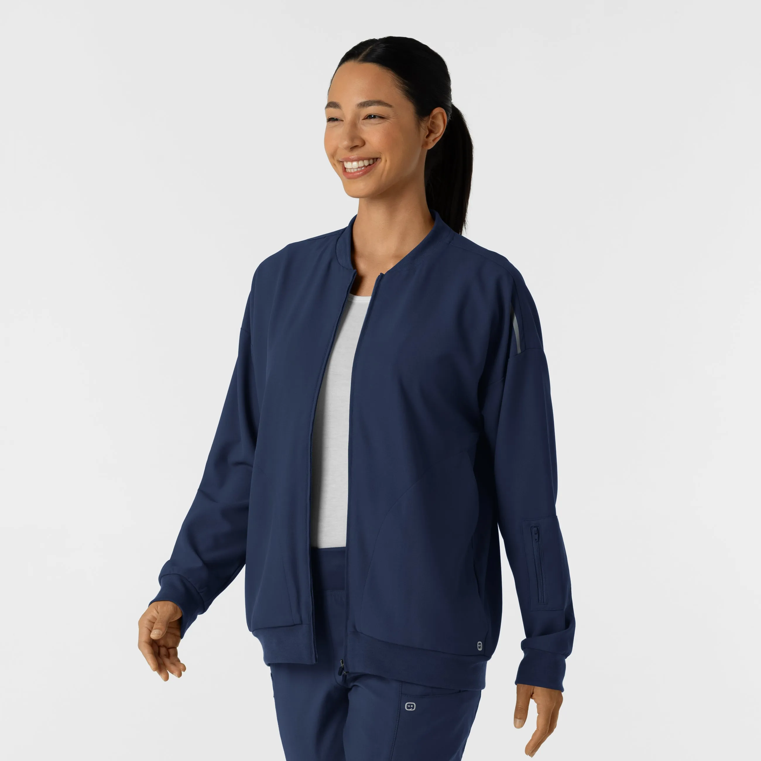 Women's Bomber Scrub Jacket - Navy