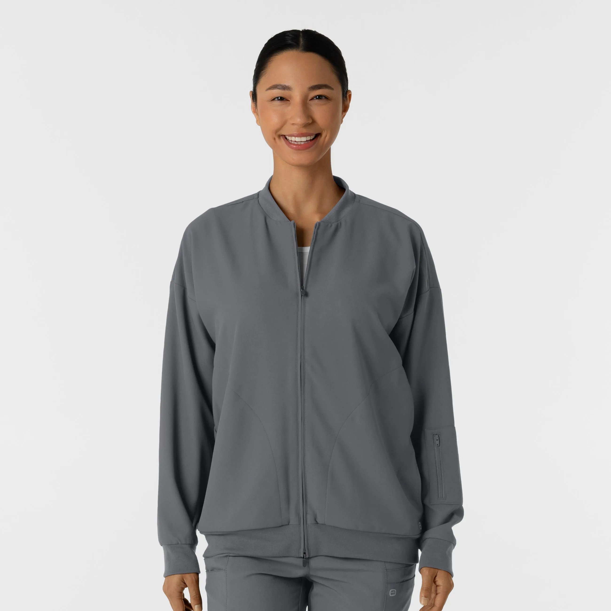 Women's Bomber Scrub Jacket - Pewter