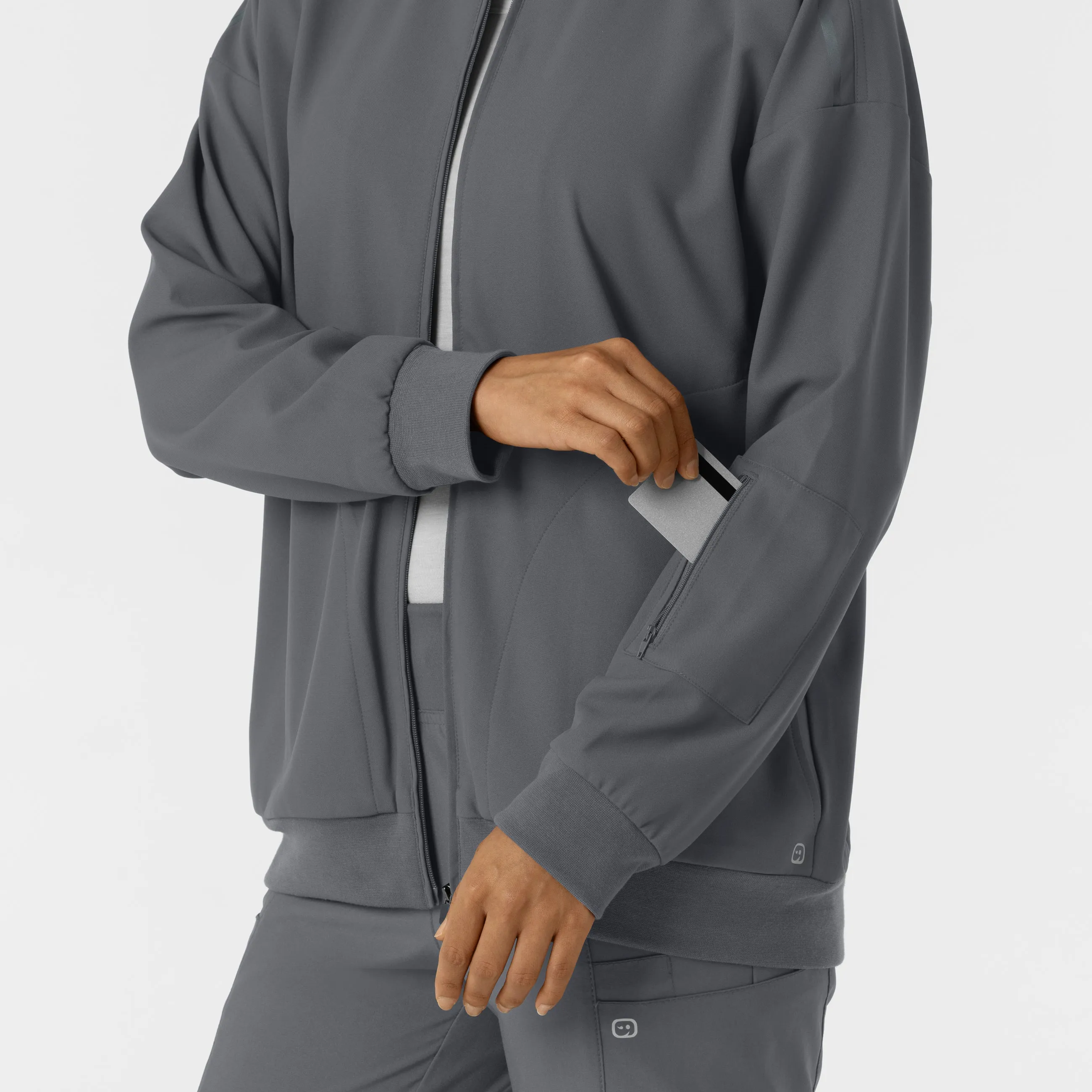 Women's Bomber Scrub Jacket - Pewter